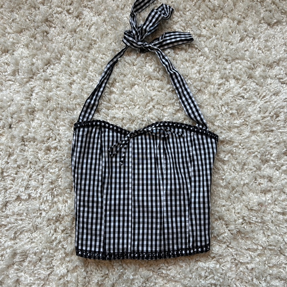 Black and White Gingham Halter Top